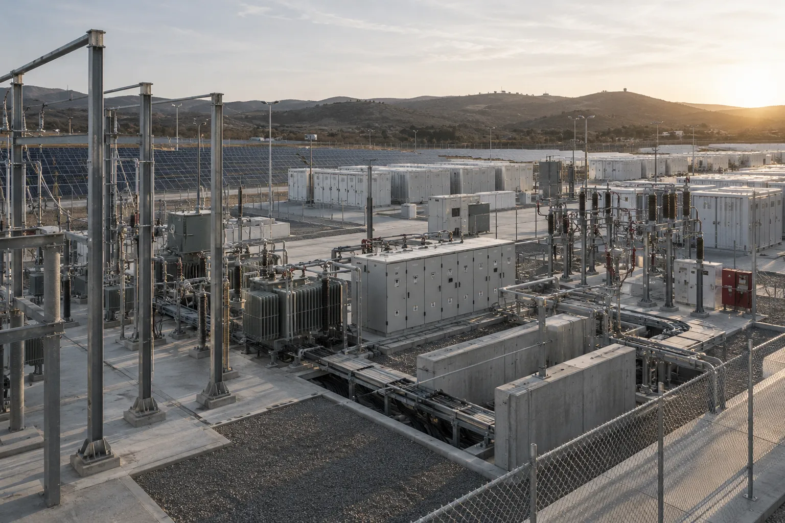 Electrical substation connected to renewable energy infrastructure